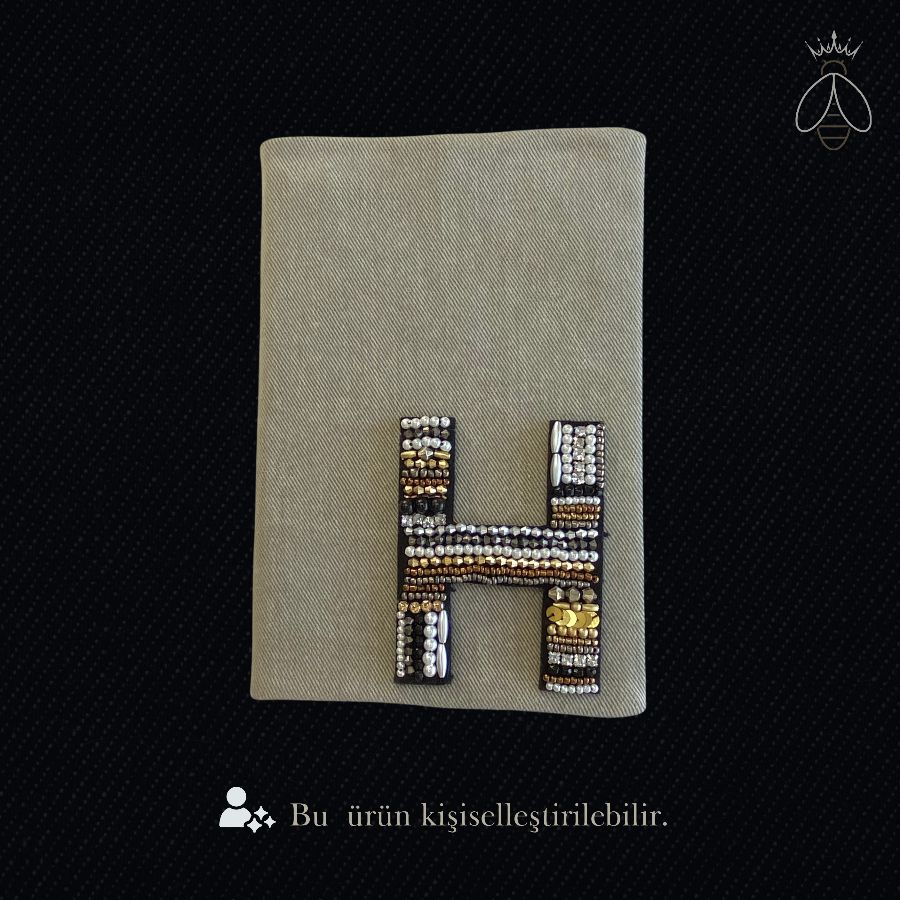 H Harfli Gold Boncuklu Kişisel Defter (15*21cm)
